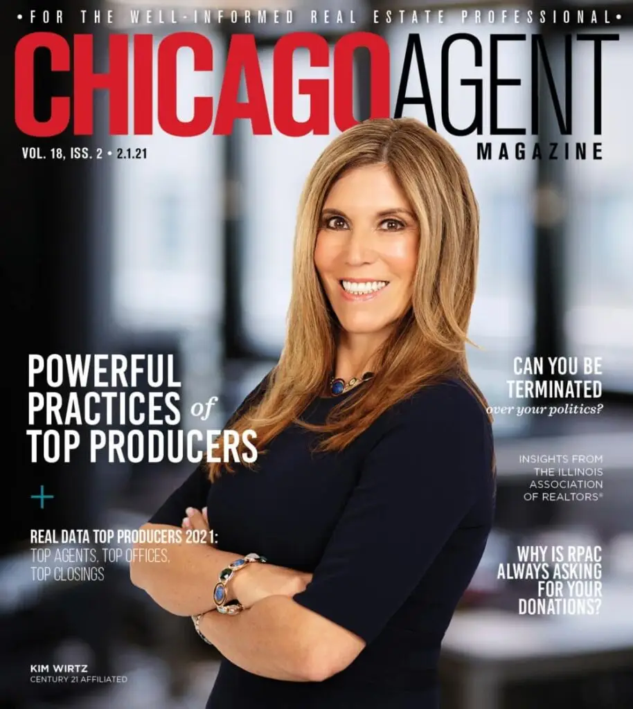 Chicago agent magazine cover with a woman posing